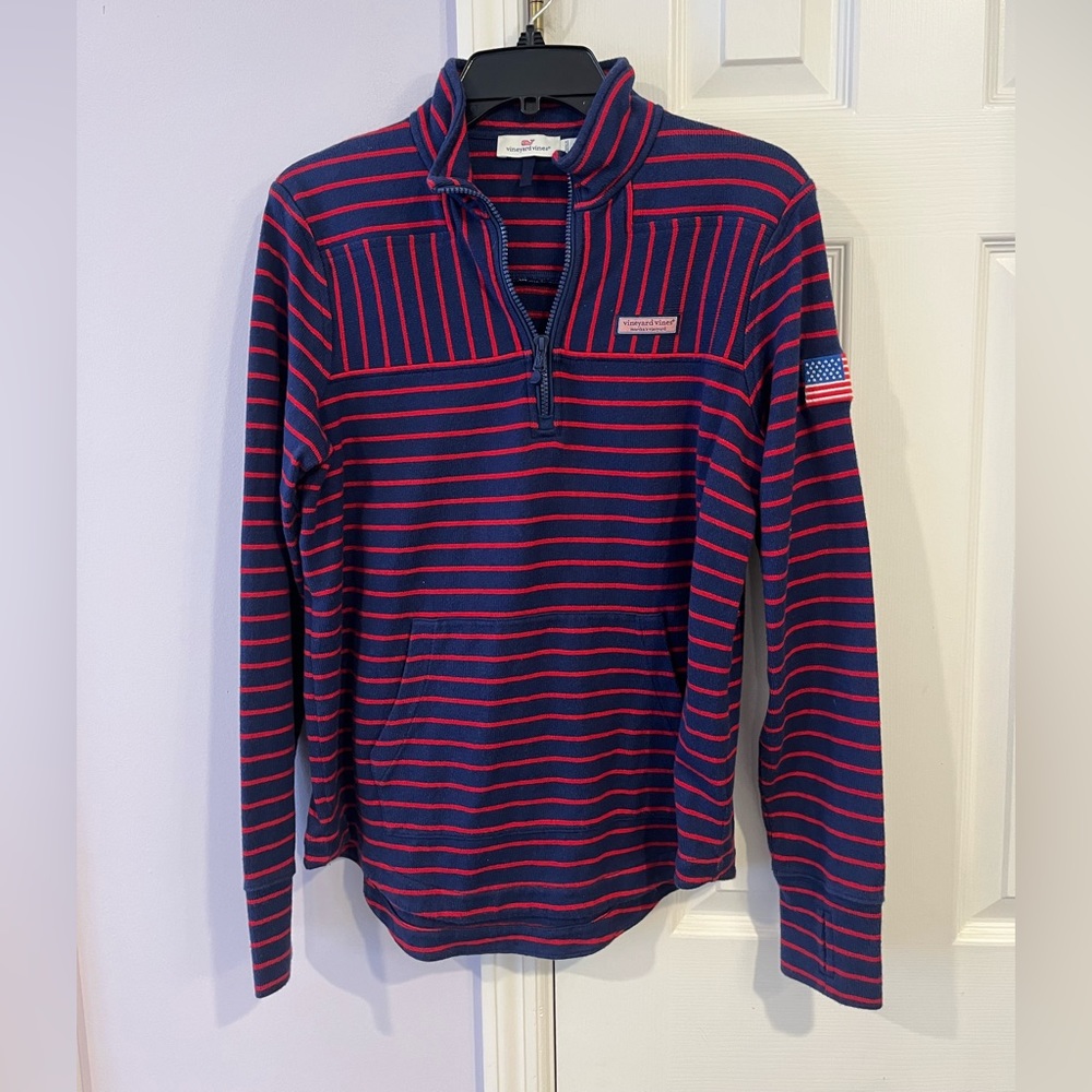 Vineyard Vines 1/4 Zip Sweater Woman’s Size:XS Color: Navy and Red Stripe